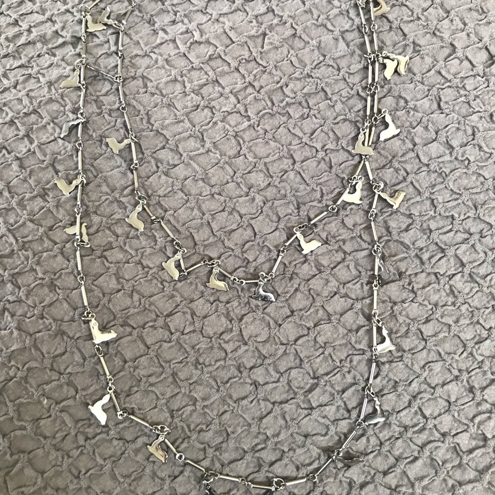 Bundle 3 for $10   Long silver tone necklace with little seals.